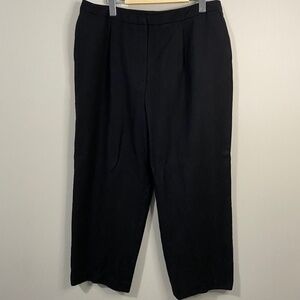 Talbots Women's Black Wool Wide Leg Dress Pants Size 16 Lined Office